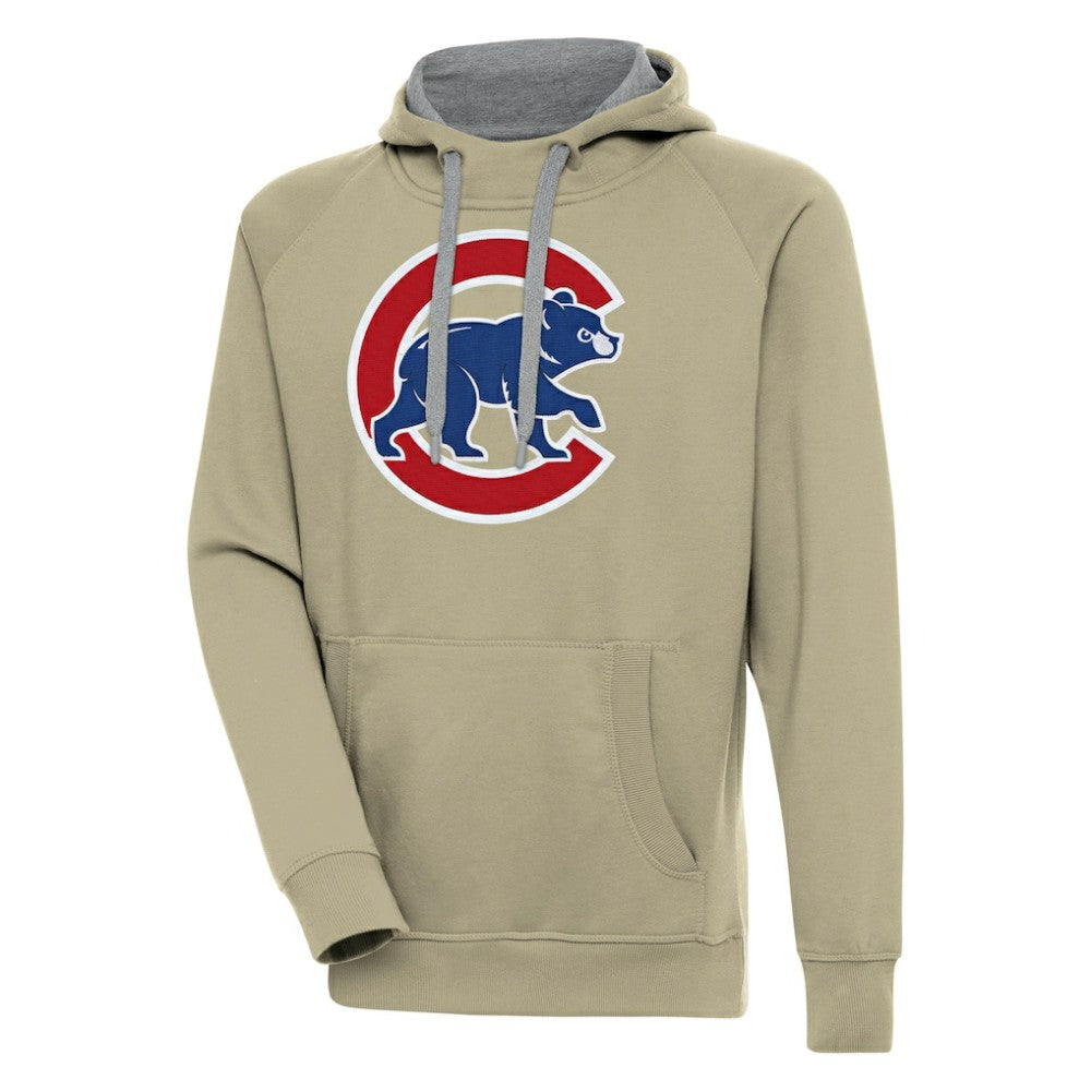 Khaki Chicago Cubs Antigua Victory Pullover Hoodie