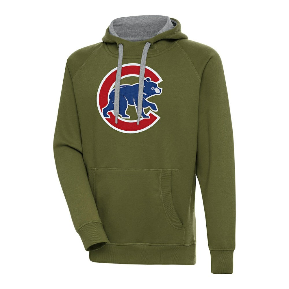 Olive Chicago Cubs Antigua Victory Pullover Hoodie