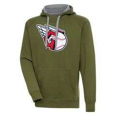 Olive Cleveland Guardians Antigua Victory Pullover Hoodie
