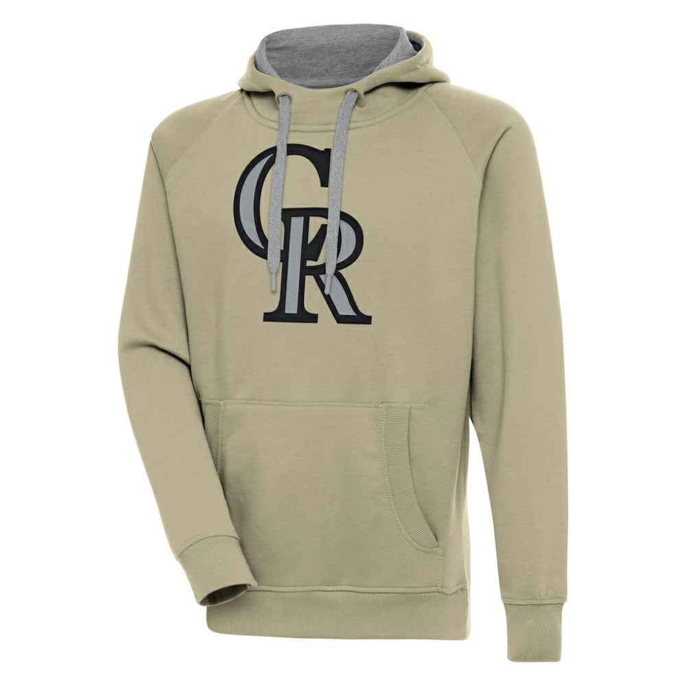 Khaki Colorado Rockies Antigua Victory Pullover Hoodie