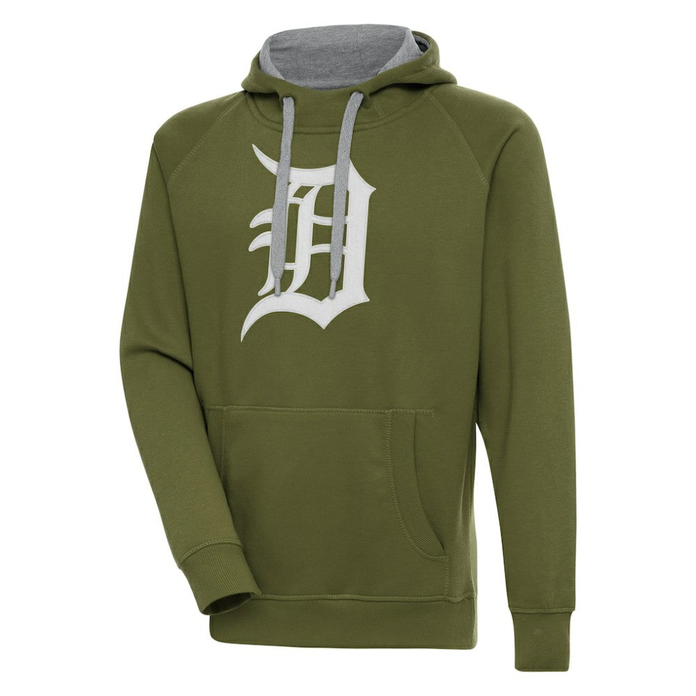 Olive Detroit Tigers Antigua Victory Pullover Hoodie