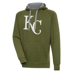 Olive Kansas City Royals Antigua Victory Pullover Hoodie