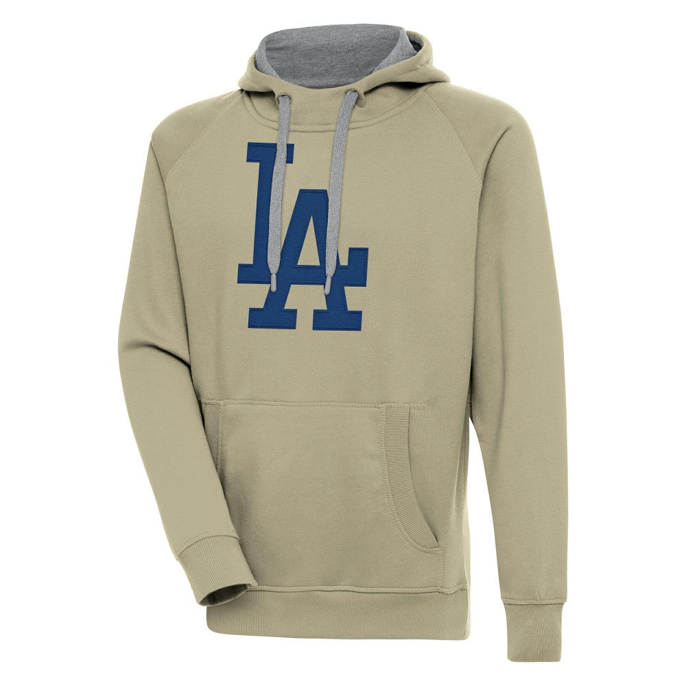 Khaki Los Angeles Dodgers Antigua Victory Pullover Hoodie