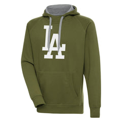 Olive Los Angeles Dodgers Antigua Victory Pullover Hoodie