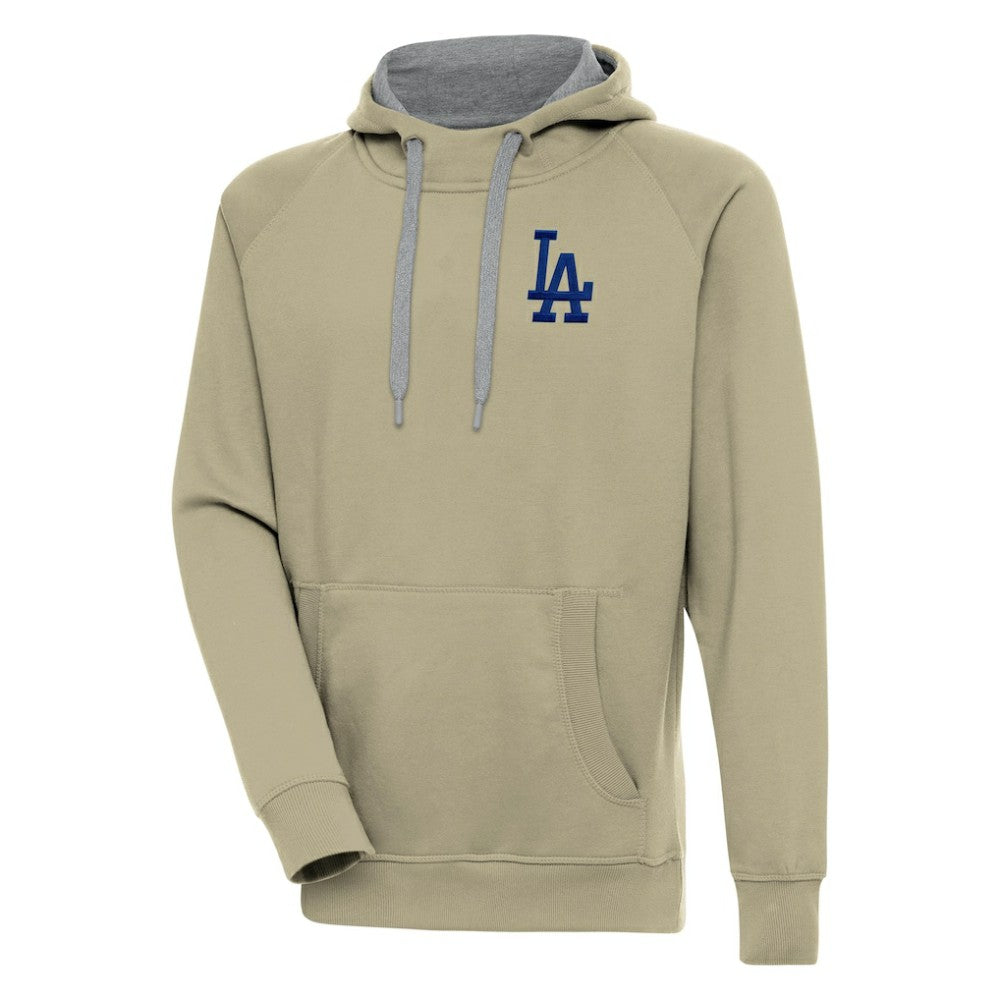Khaki Los Angeles Dodgers Antigua Victory Pullover Hoodie