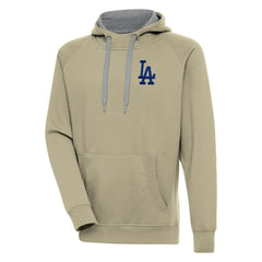 Khaki Los Angeles Dodgers Antigua Victory Pullover Hoodie