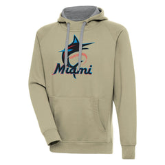 Khaki Miami Marlins Antigua Victory Pullover Hoodie