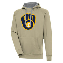 Khaki Milwaukee Brewers Antigua Victory Pullover Hoodie