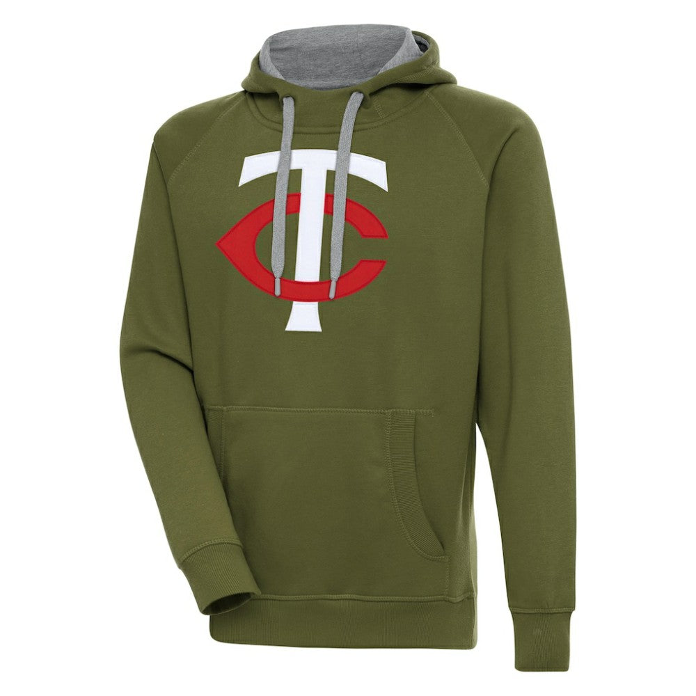 Olive Minnesota Twins Antigua Victory Pullover Hoodie
