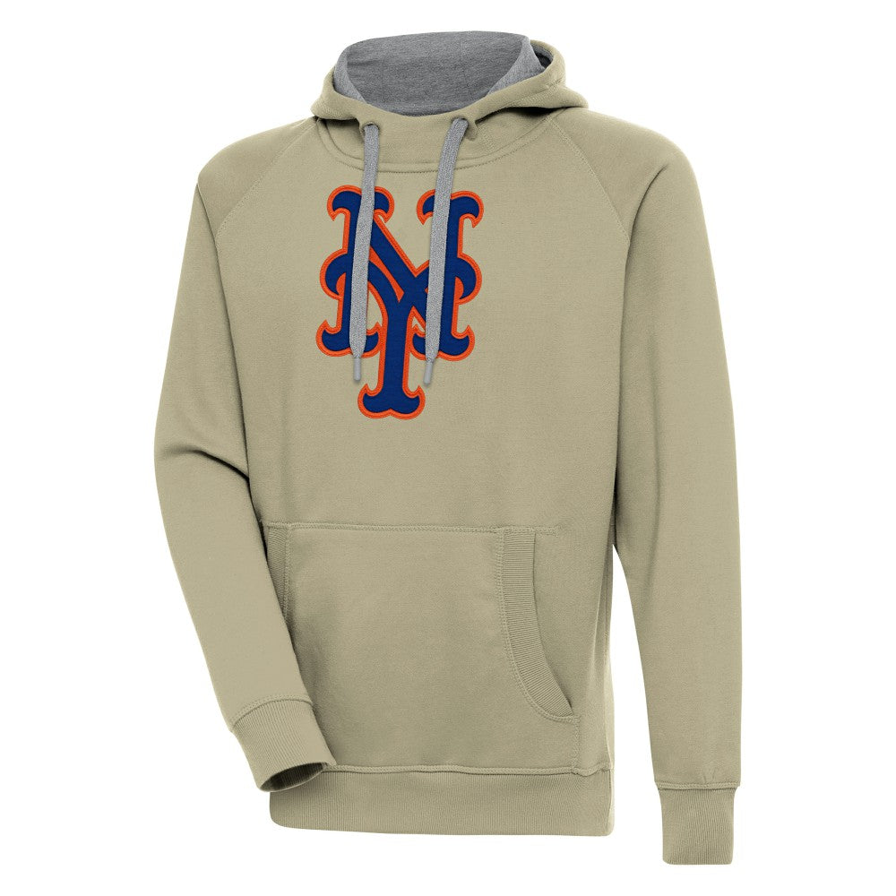 Khaki New York Mets Antigua Victory Pullover Hoodie
