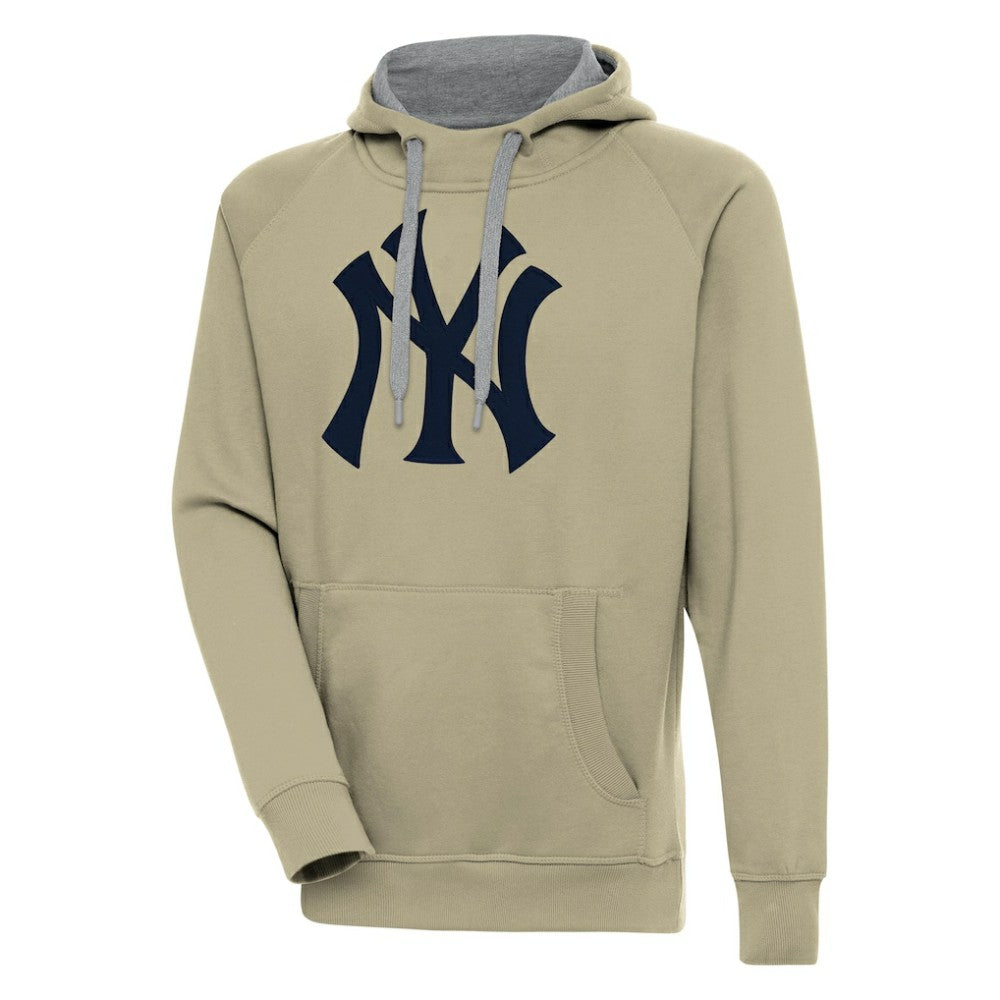 Khaki New York Yankees Antigua Victory Pullover Hoodie