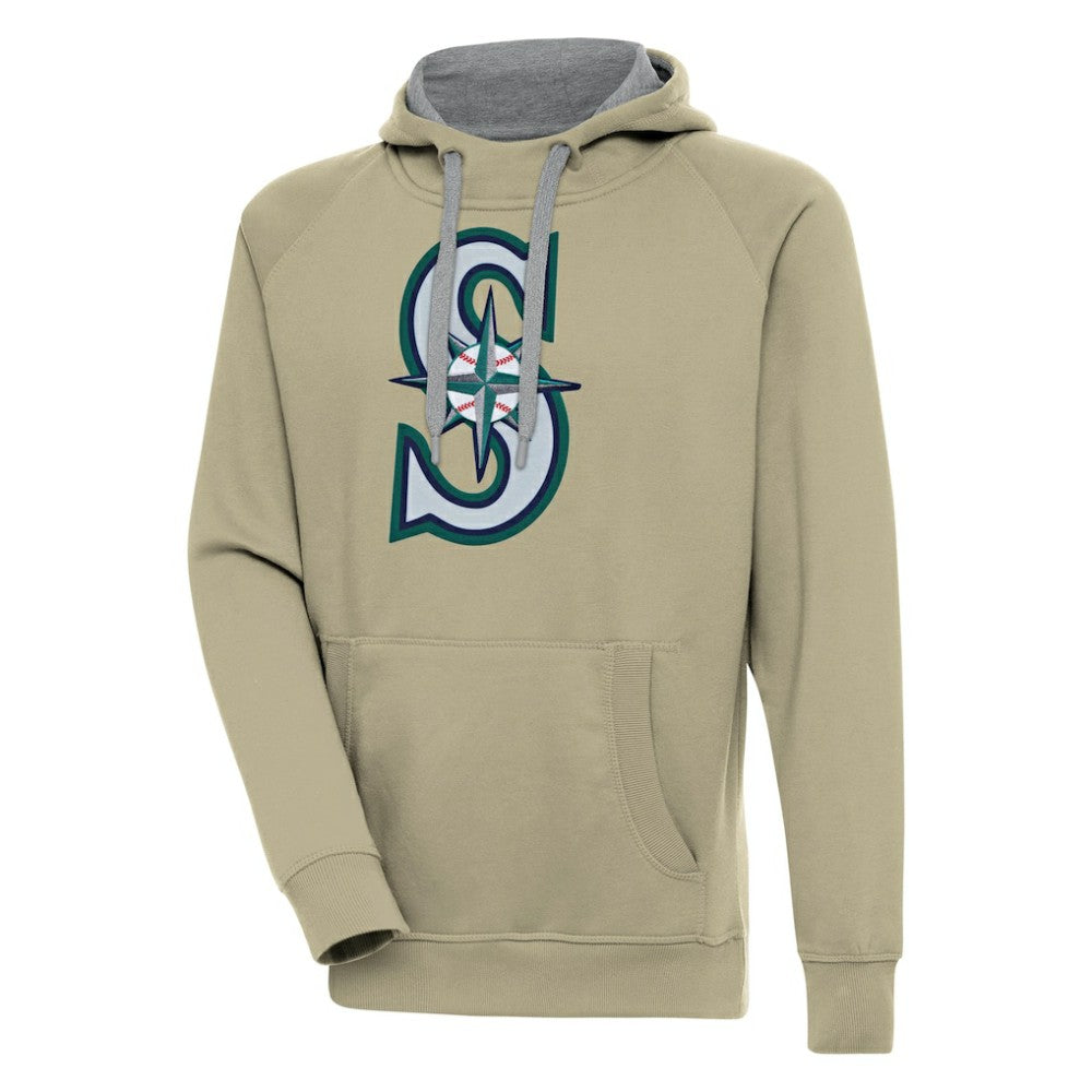 Khaki Seattle Mariners Antigua Victory Pullover Hoodie