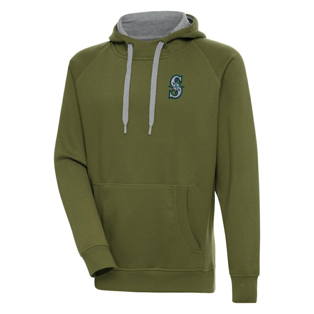 Olive Seattle Mariners Antigua Victory Pullover Hoodie