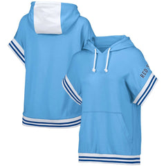 Light Blue Boston Red Sox Lusso Women's Mabel Tri-Blend Short Sleeve Pullover Hoodie
