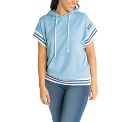 Light Blue Boston Red Sox Lusso Women's Mabel Tri-Blend Short Sleeve Pullover Hoodie