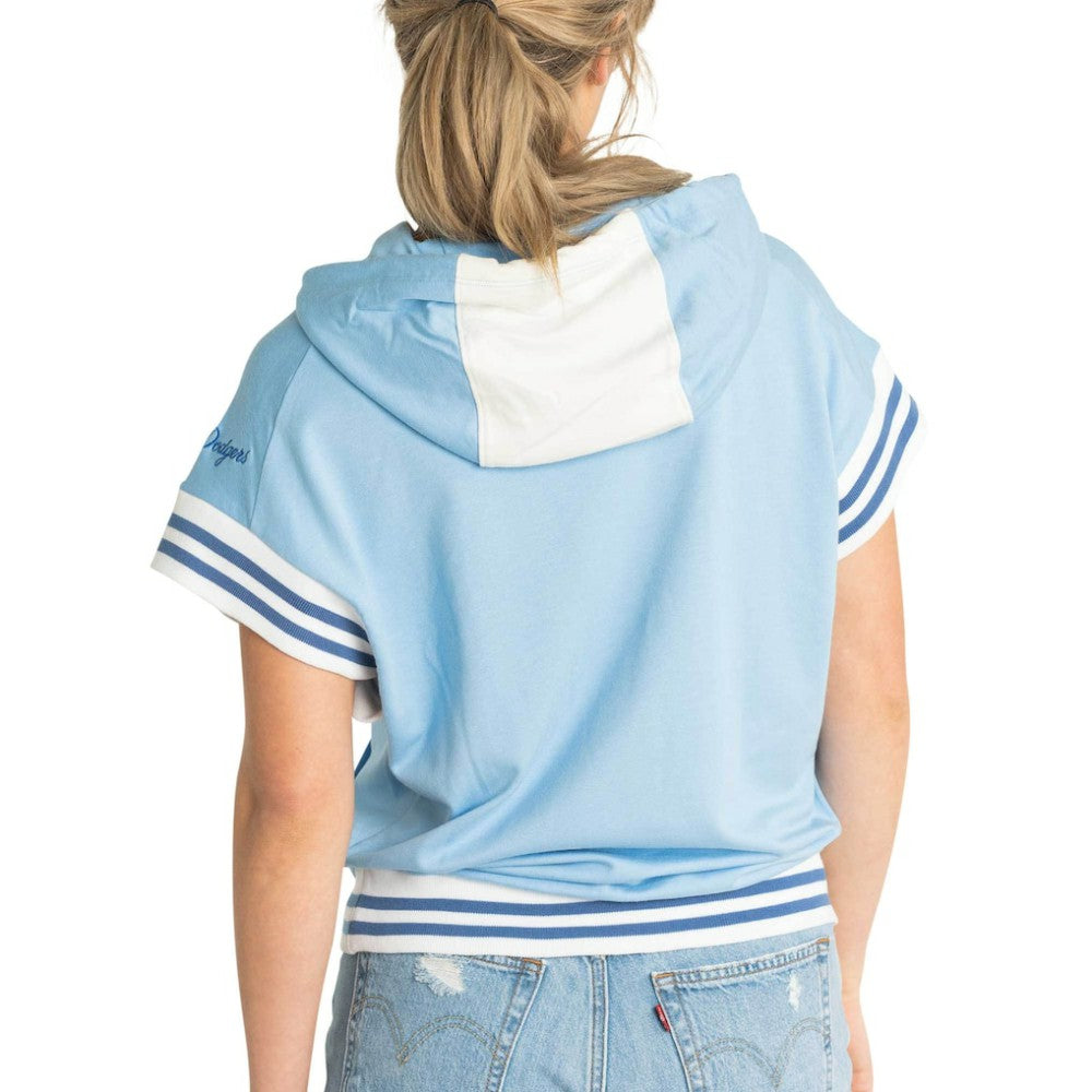 Light Blue Los Angeles Dodgers Lusso Women's Mabel Tri-Blend Short Sleeve Pullover Hoodie