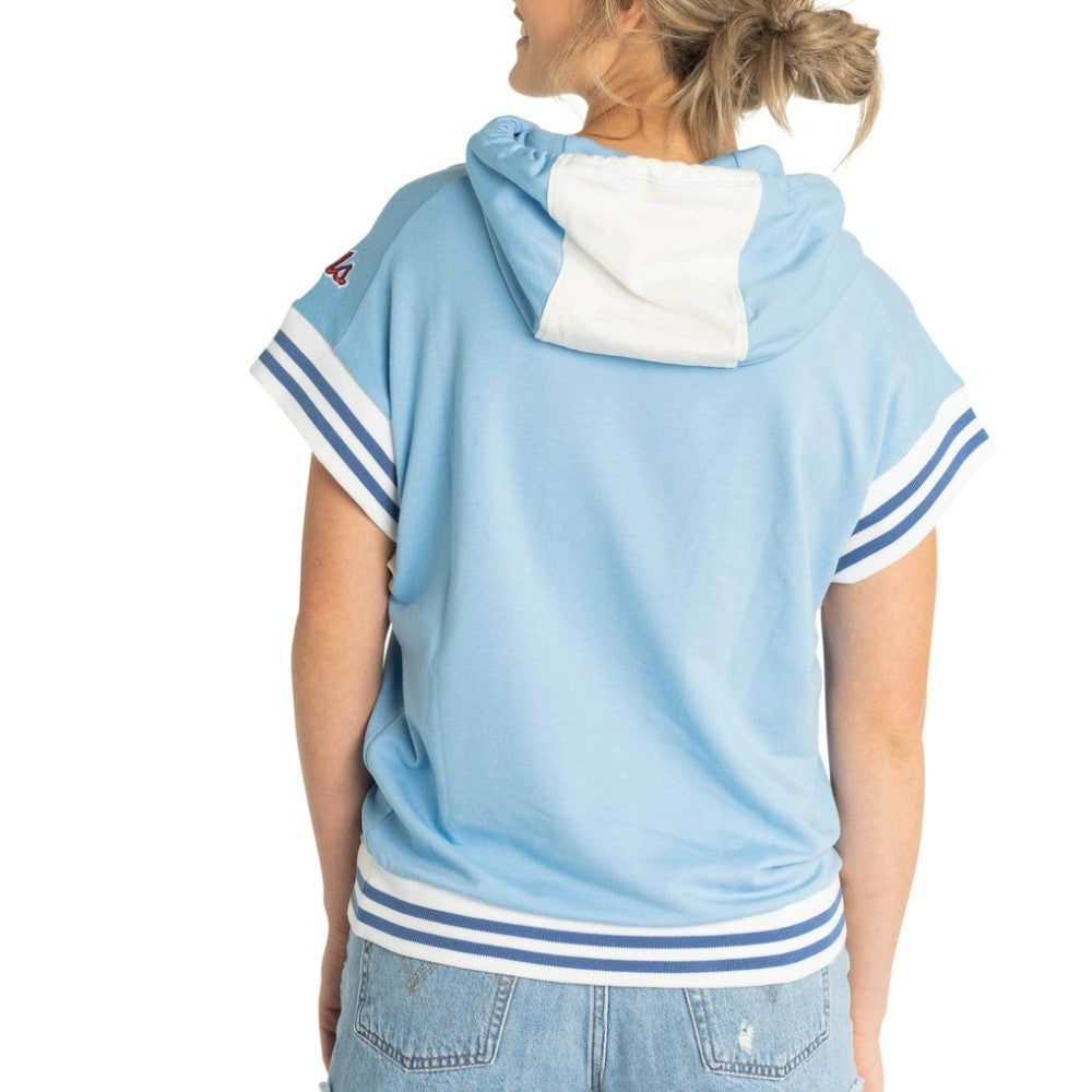 Light Blue St. Louis Cardinals Lusso Women's Mabel Tri-Blend Short Sleeve Pullover Hoodie