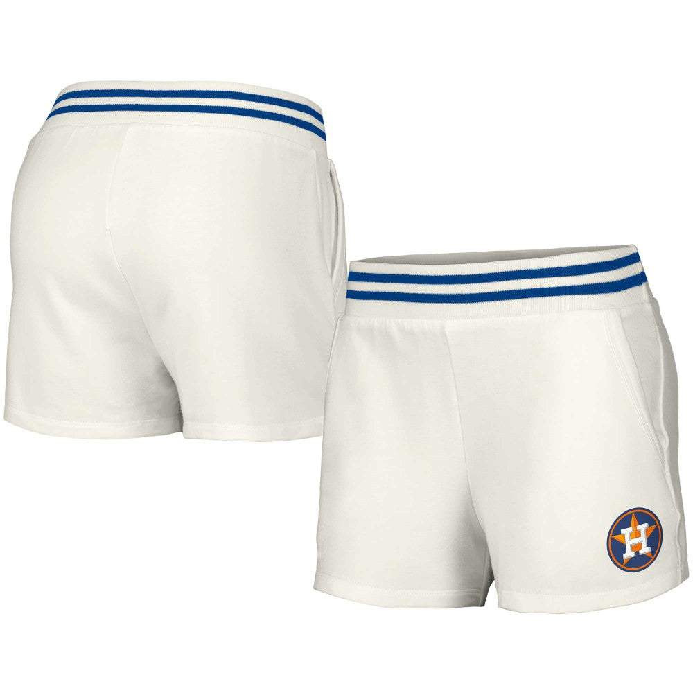 White Houston Astros Lusso Women's Maeg Tri-Blend Pocket Shorts