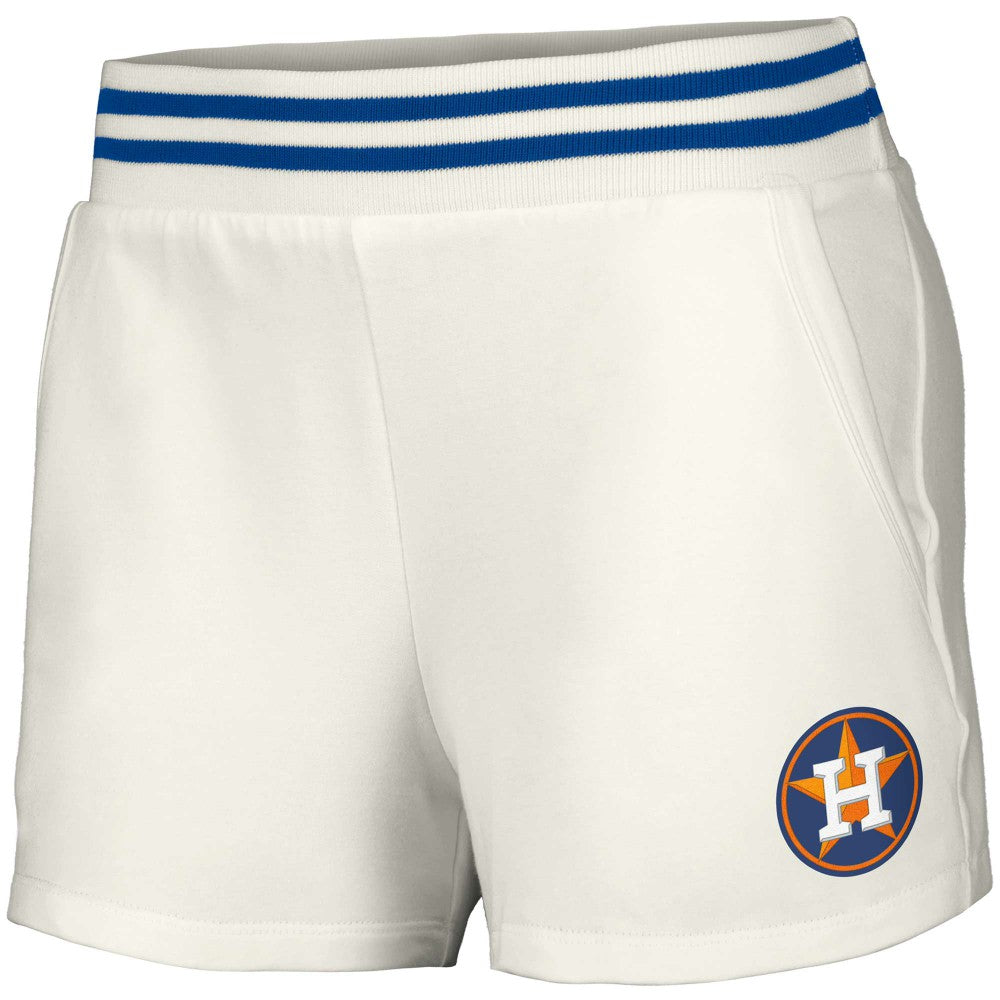 White Houston Astros Lusso Women's Maeg Tri-Blend Pocket Shorts