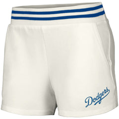 White Los Angeles Dodgers Lusso Women's Maeg Tri-Blend Pocket Shorts