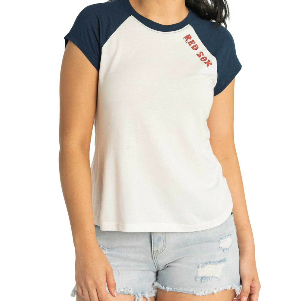 White Boston Red Sox Lusso Women's Nikki Raglan T-Shirt