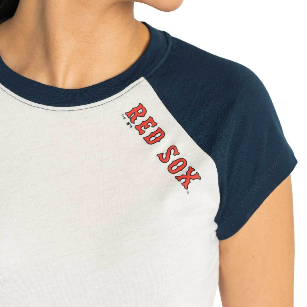 White Boston Red Sox Lusso Women's Nikki Raglan T-Shirt