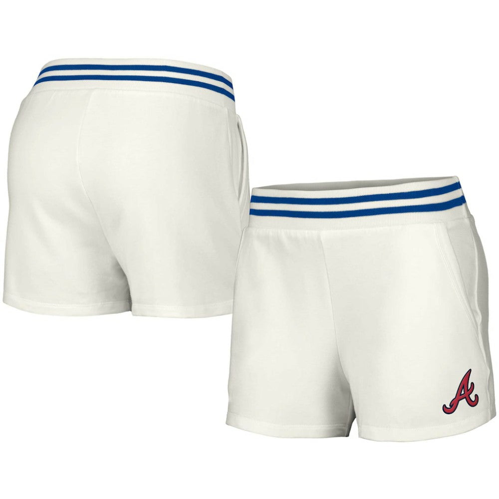 White Atlanta Braves Lusso Women's Maeg Tri-Blend Pocket Shorts
