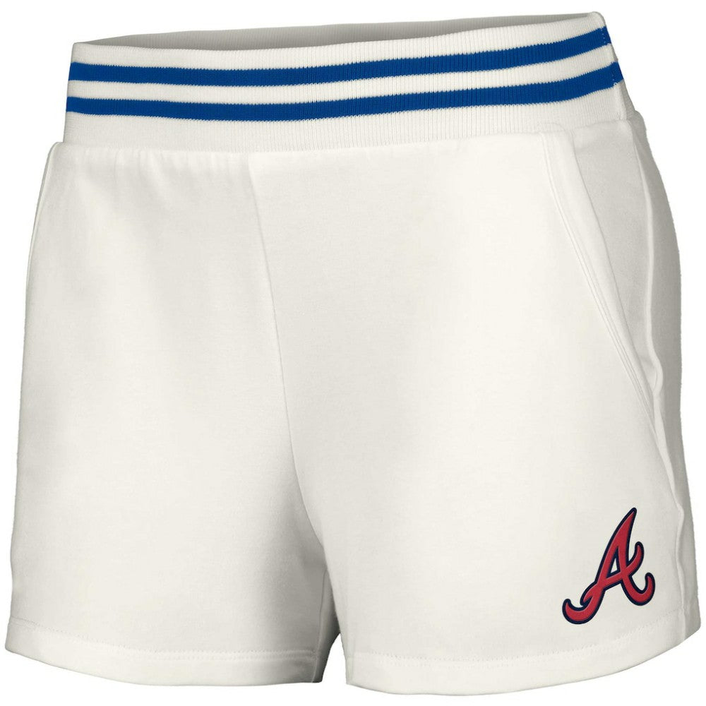 White Atlanta Braves Lusso Women's Maeg Tri-Blend Pocket Shorts