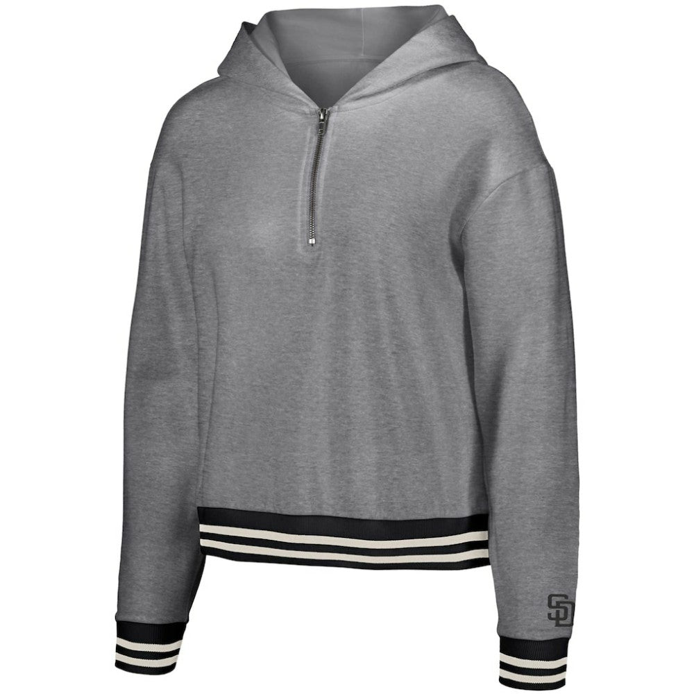 Gray San Diego Padres Lusso Women's Magnolia Tri-Blend Quarter-Zip Hoodie