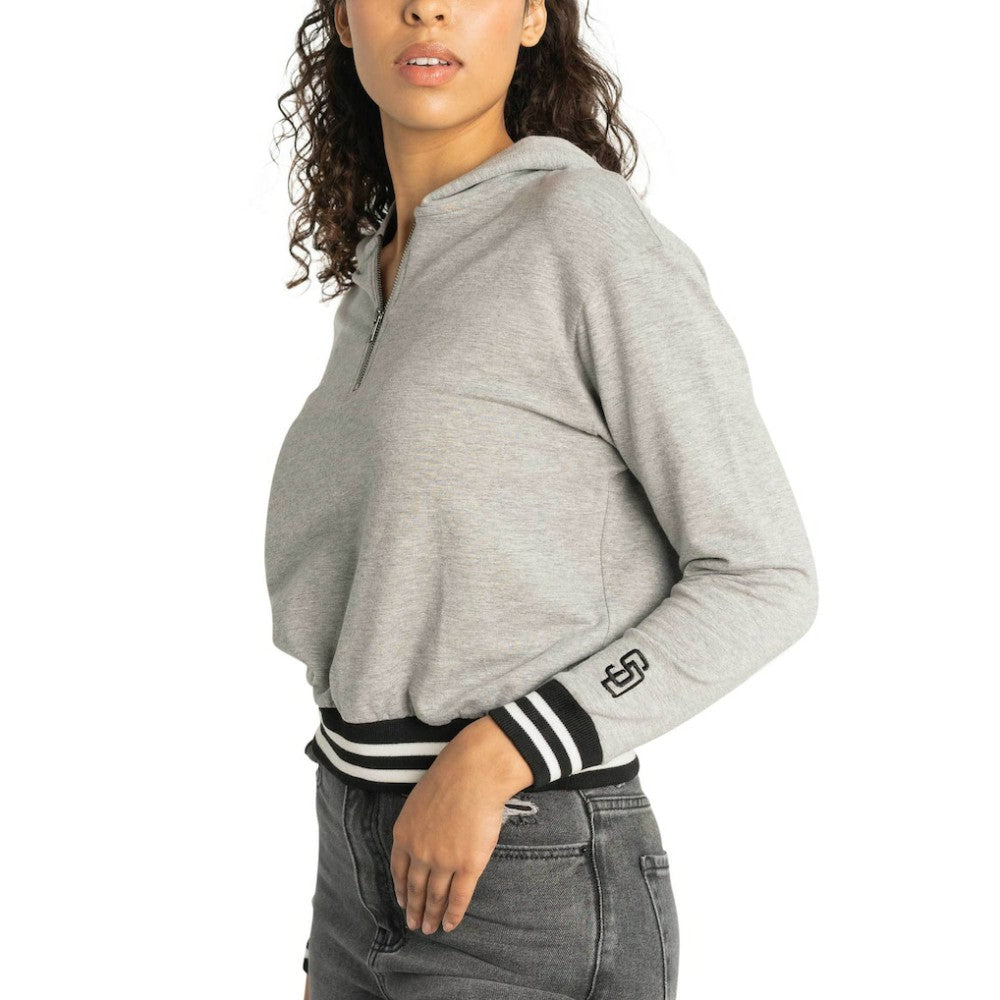 Gray San Diego Padres Lusso Women's Magnolia Tri-Blend Quarter-Zip Hoodie