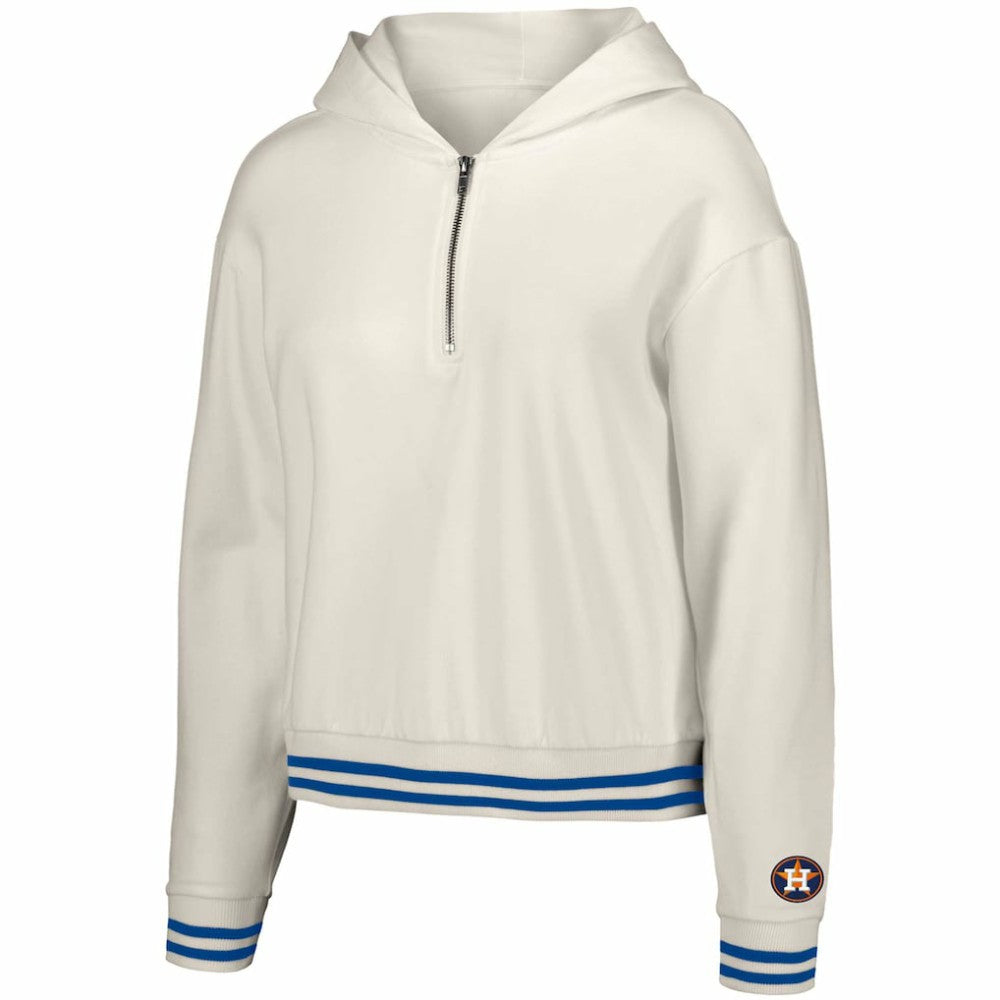 White Houston Astros Lusso Women's Magnolia Tri-Blend Quarter-Zip Hoodie