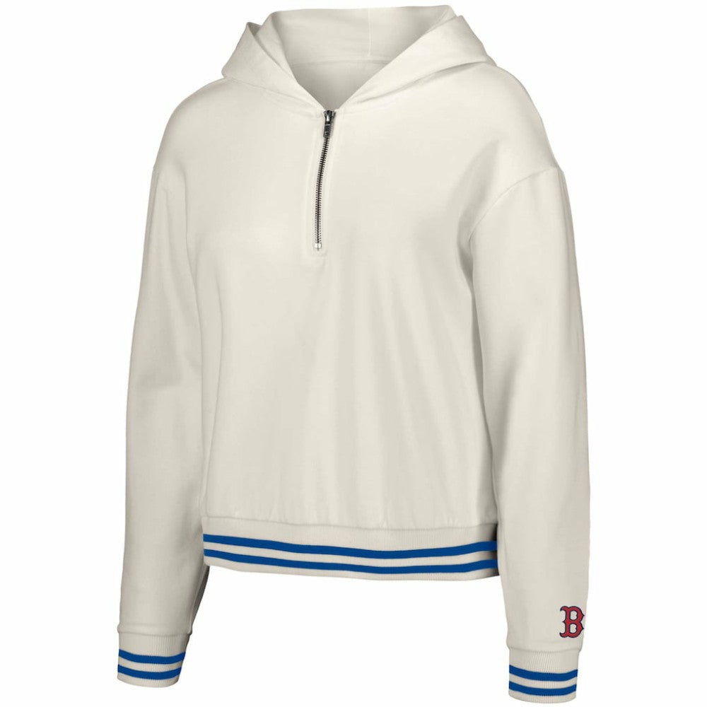 White Boston Red Sox Lusso Women's Magnolia Tri-Blend Quarter-Zip Hoodie