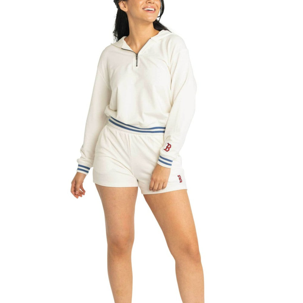White Boston Red Sox Lusso Women's Magnolia Tri-Blend Quarter-Zip Hoodie