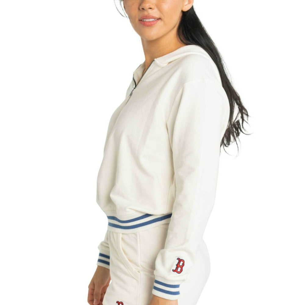White Boston Red Sox Lusso Women's Magnolia Tri-Blend Quarter-Zip Hoodie
