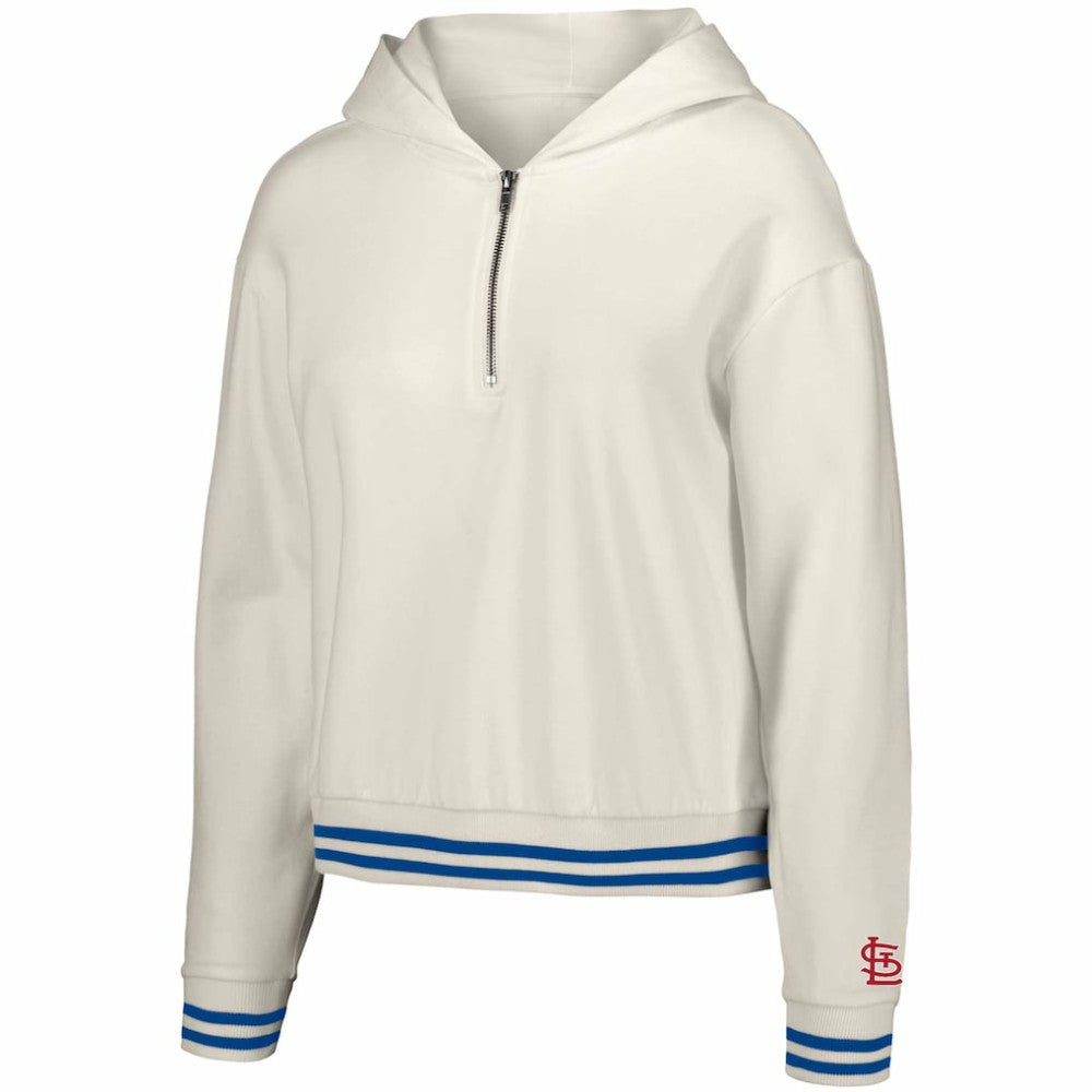 White St. Louis Cardinals Lusso Women's Magnolia Tri-Blend Quarter-Zip Hoodie