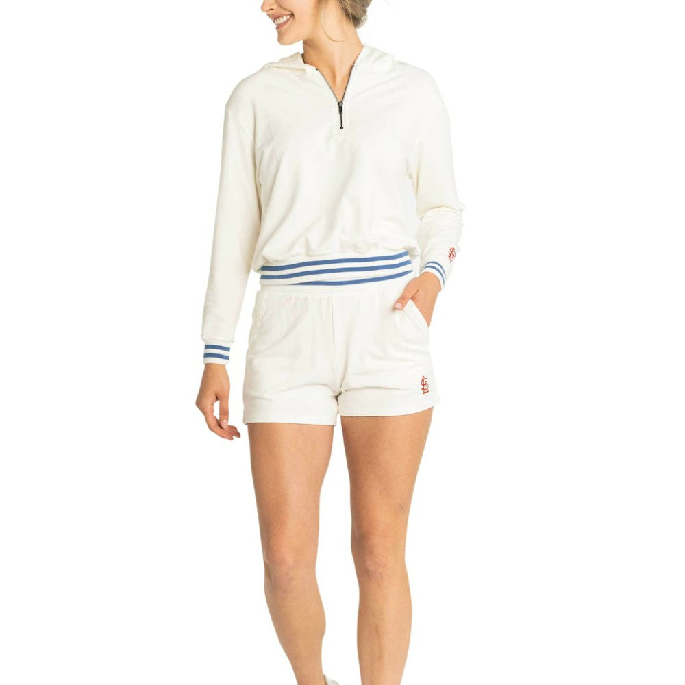 White St. Louis Cardinals Lusso Women's Magnolia Tri-Blend Quarter-Zip Hoodie