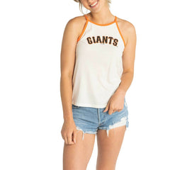 White San Francisco Giants Lusso Women's Nadine Halter Tank Top