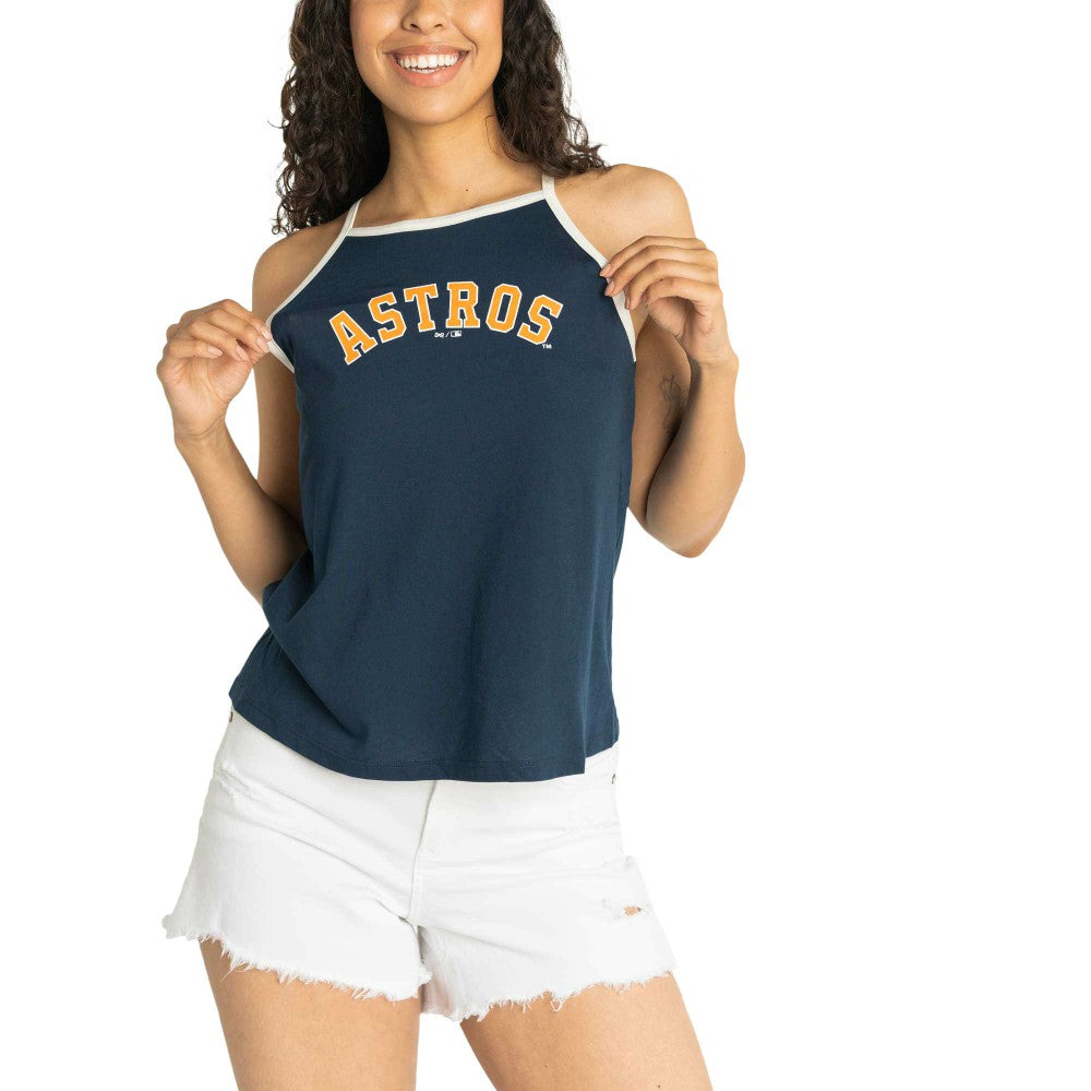 Navy Houston Astros Lusso Women's Nadine Halter Tank Top
