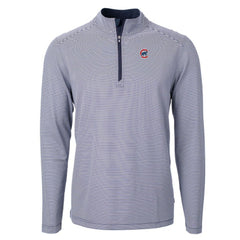 Navy/White Chicago Cubs Cutter & Buck Virtue Eco Pique Micro Stripe Recycled Quarter-Zip Pullover Top