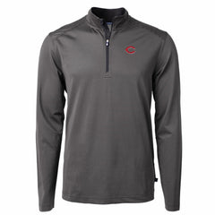 Black/Gray Cincinnati Reds Cutter & Buck Virtue Eco Pique Micro Stripe Recycled Quarter-Zip Pullover Top