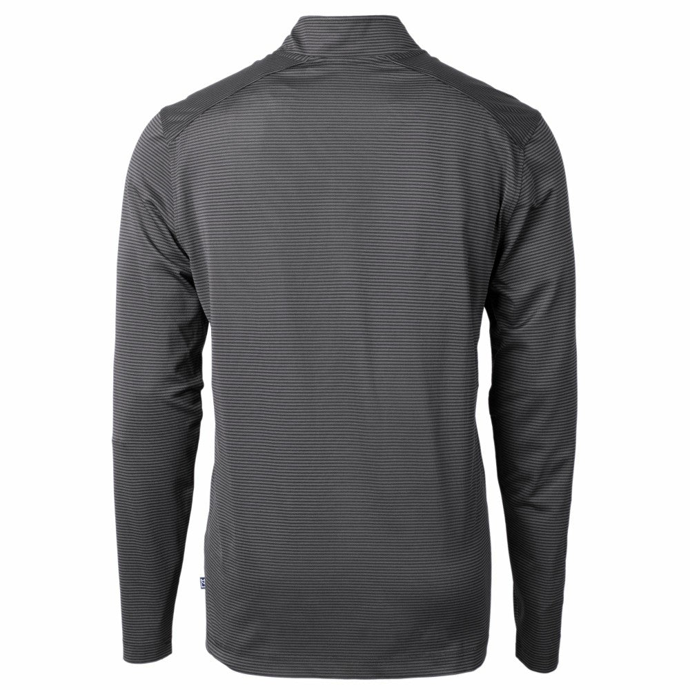 Black/Gray Cincinnati Reds Cutter & Buck Virtue Eco Pique Micro Stripe Recycled Quarter-Zip Pullover Top
