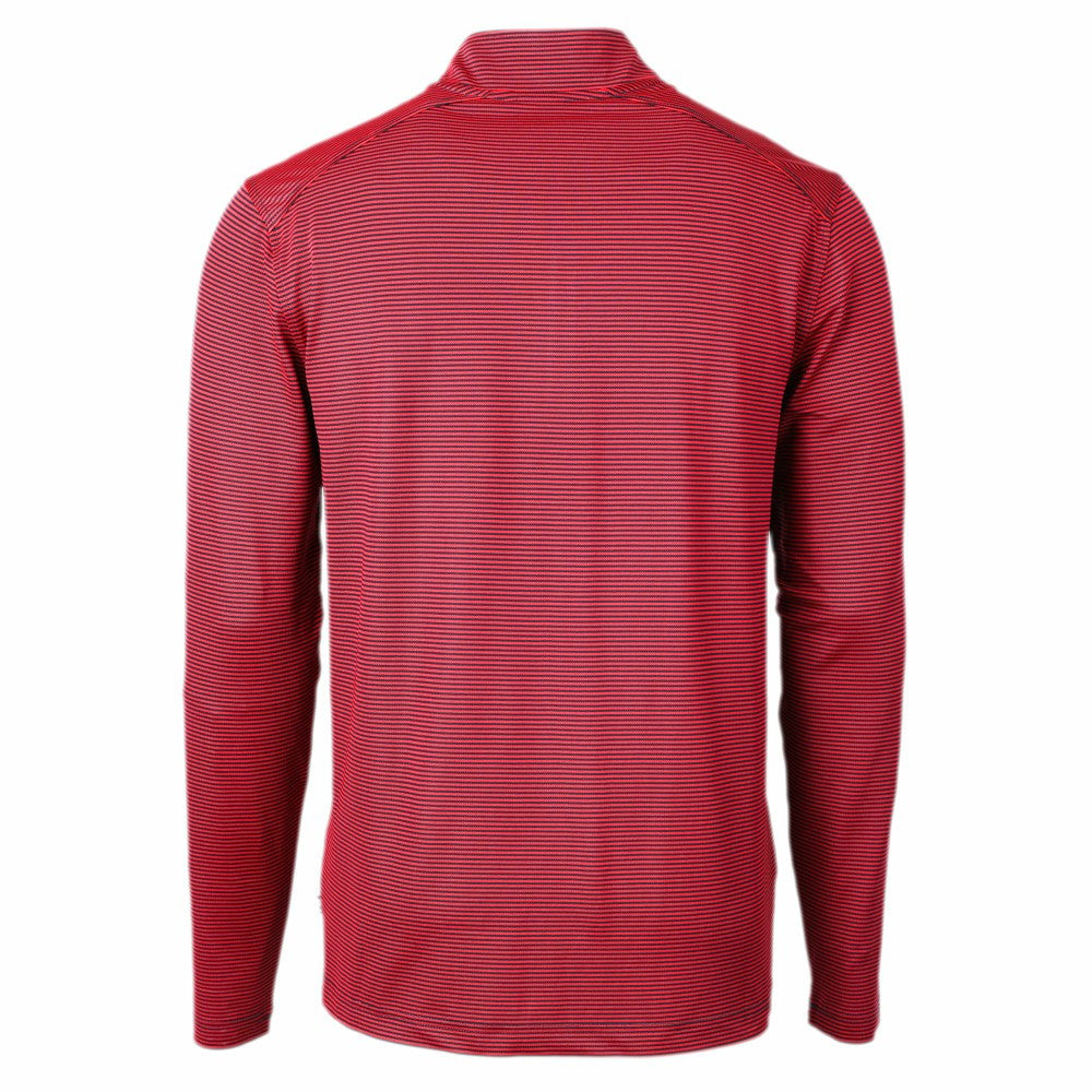 Red/Navy Cleveland Guardians Cutter & Buck Virtue Eco Pique Micro Stripe Recycled Quarter-Zip Pullover Top