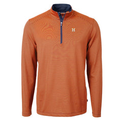 Orange/Navy Houston Astros Cutter & Buck Virtue Eco Pique Micro Stripe Recycled Quarter-Zip Pullover Top