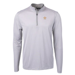 Gray/White Houston Astros Cutter & Buck Virtue Eco Pique Micro Stripe Recycled Quarter-Zip Pullover Top