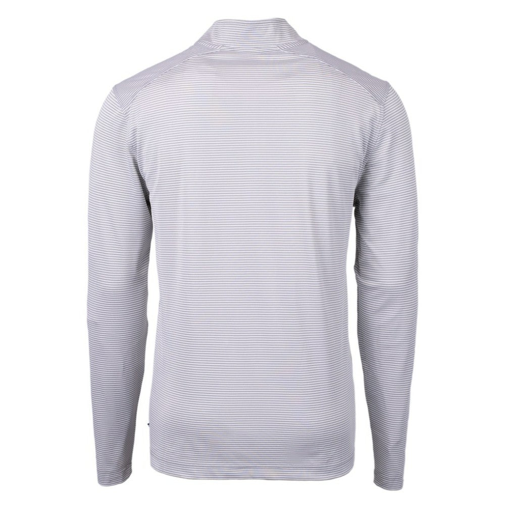 Gray/White Houston Astros Cutter & Buck Virtue Eco Pique Micro Stripe Recycled Quarter-Zip Pullover Top