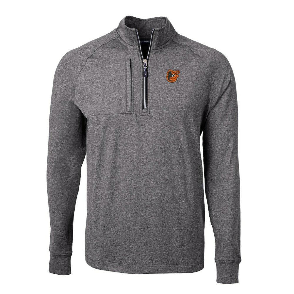 Heather Black Baltimore Orioles Cutter & Buck Adapt Eco Knit Stretch Recycled Quarter-Zip Pullover Top