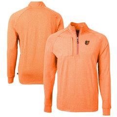 Heather Orange Baltimore Orioles Cutter & Buck Adapt Eco Knit Stretch Recycled Quarter-Zip Pullover Top