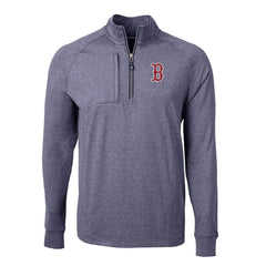Heather Navy Boston Red Sox Cutter & Buck Adapt Eco Knit Stretch Recycled Quarter-Zip Pullover Top
