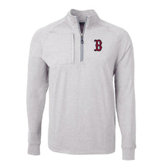Heather Gray Boston Red Sox Cutter & Buck Adapt Eco Knit Stretch Recycled Quarter-Zip Pullover Top