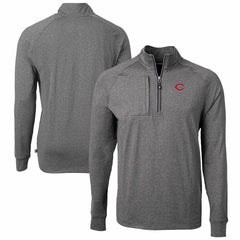 Heather Black Cincinnati Reds Cutter & Buck Adapt Eco Knit Stretch Recycled Quarter-Zip Pullover Top